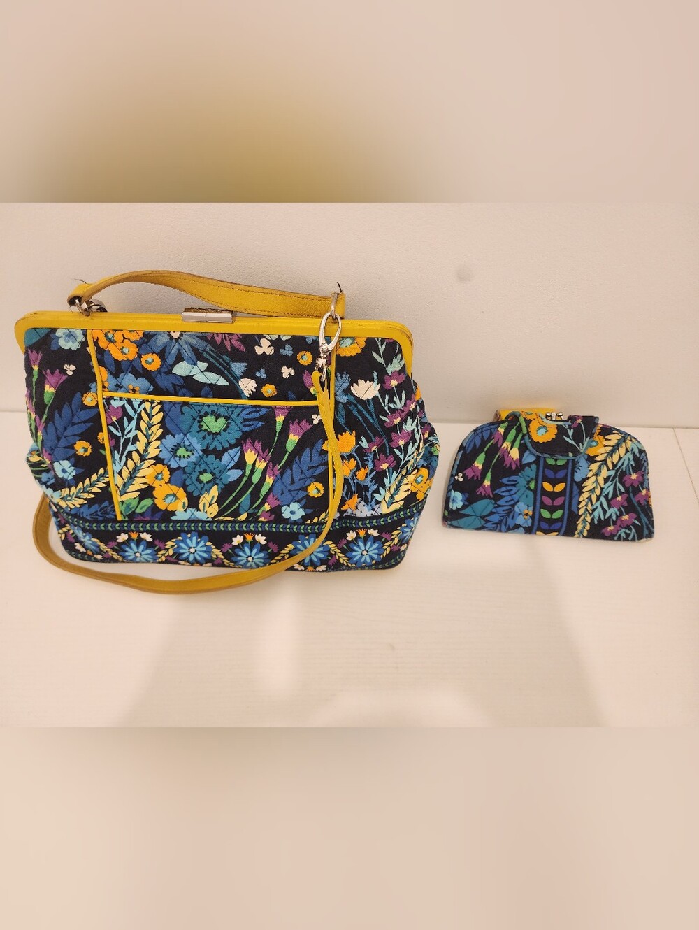 Vera Bradley Midnight Blues Quilted Purse Bag With Matching Wallet Bundle